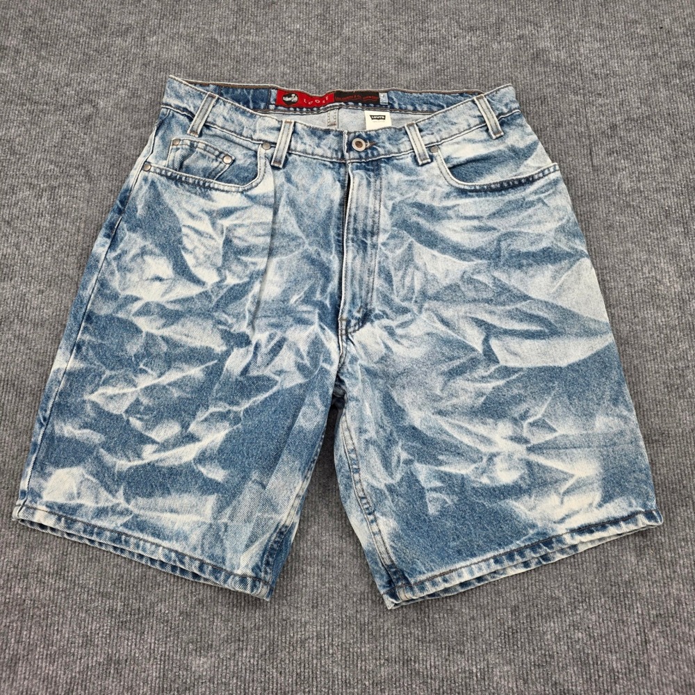 Vintage Levis SilverTab Loose Acid Wash Denim Shorts Mens 36 (fit 34) USA 90s